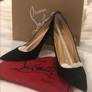 Christian Louboutin Size 39.5 Kate 100 Glitter Blk